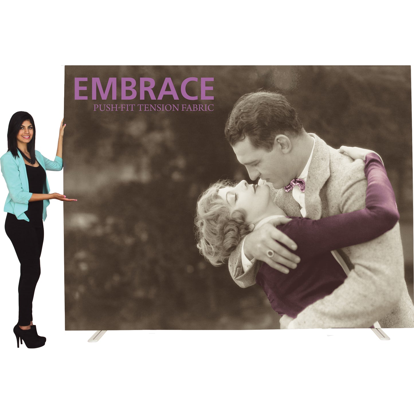 Embrace™ Tension Fabric Display · 2½′ wide × 7½′ tall
