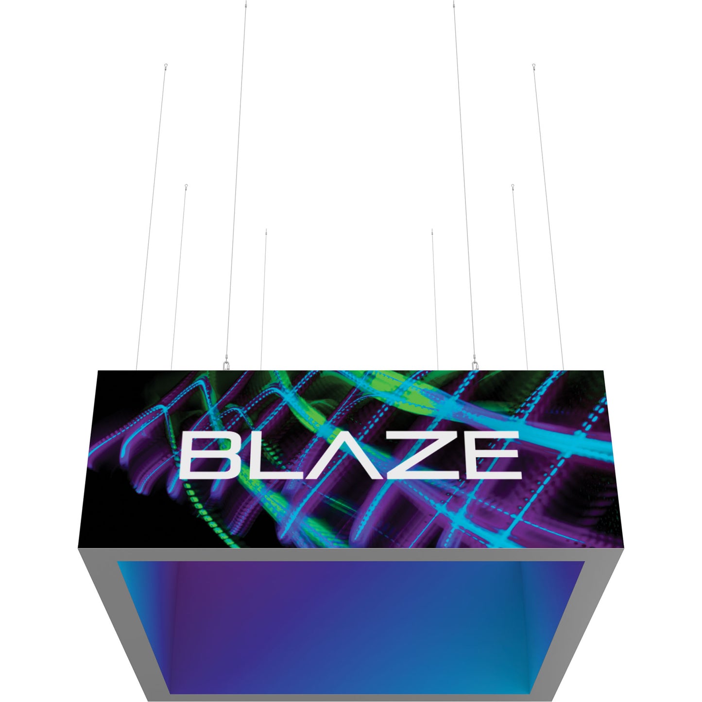 Blaze™ 3D Square Hanging Light Box · 8' × 3'