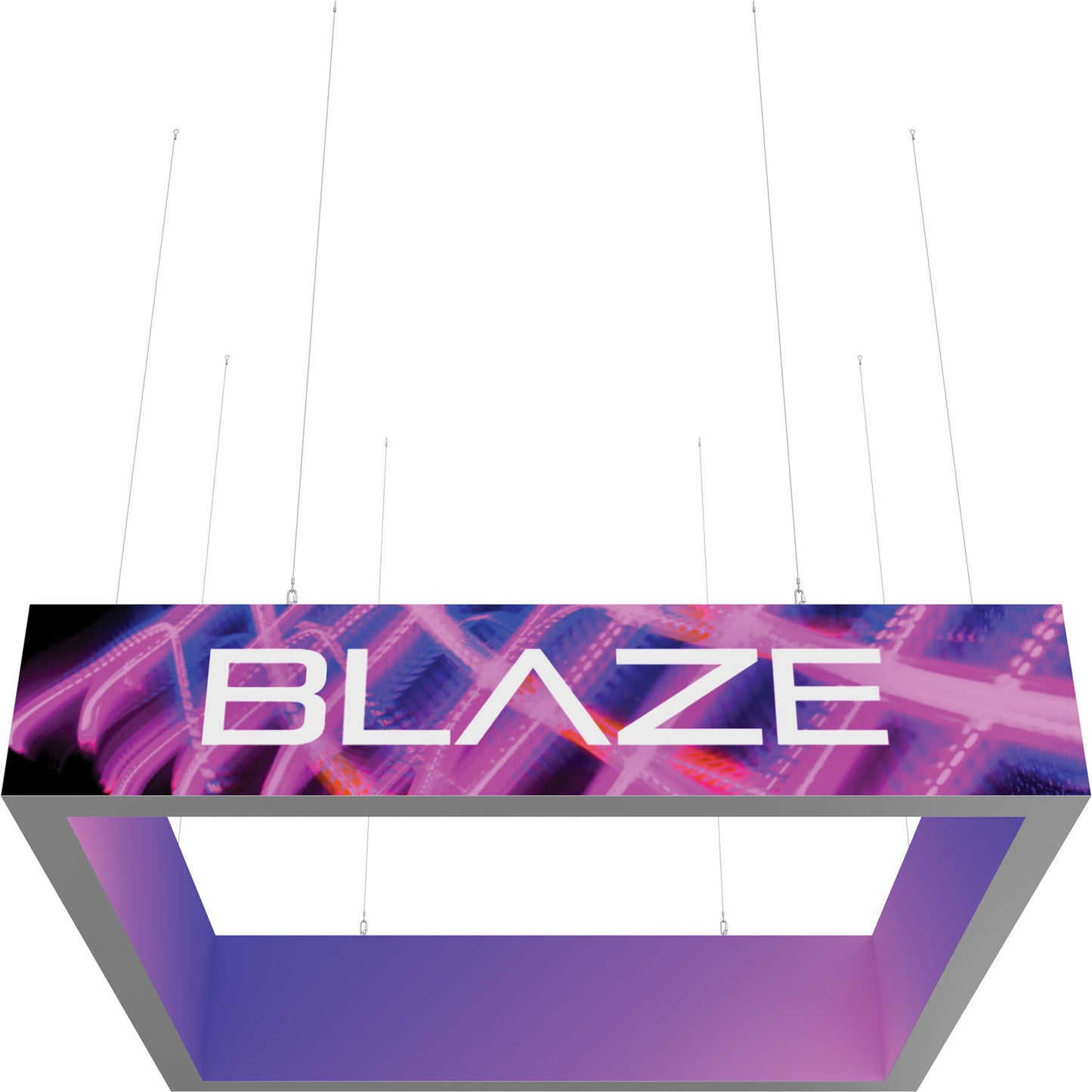 Blaze™ 3D Square Hanging Light Box · 10' × 2'