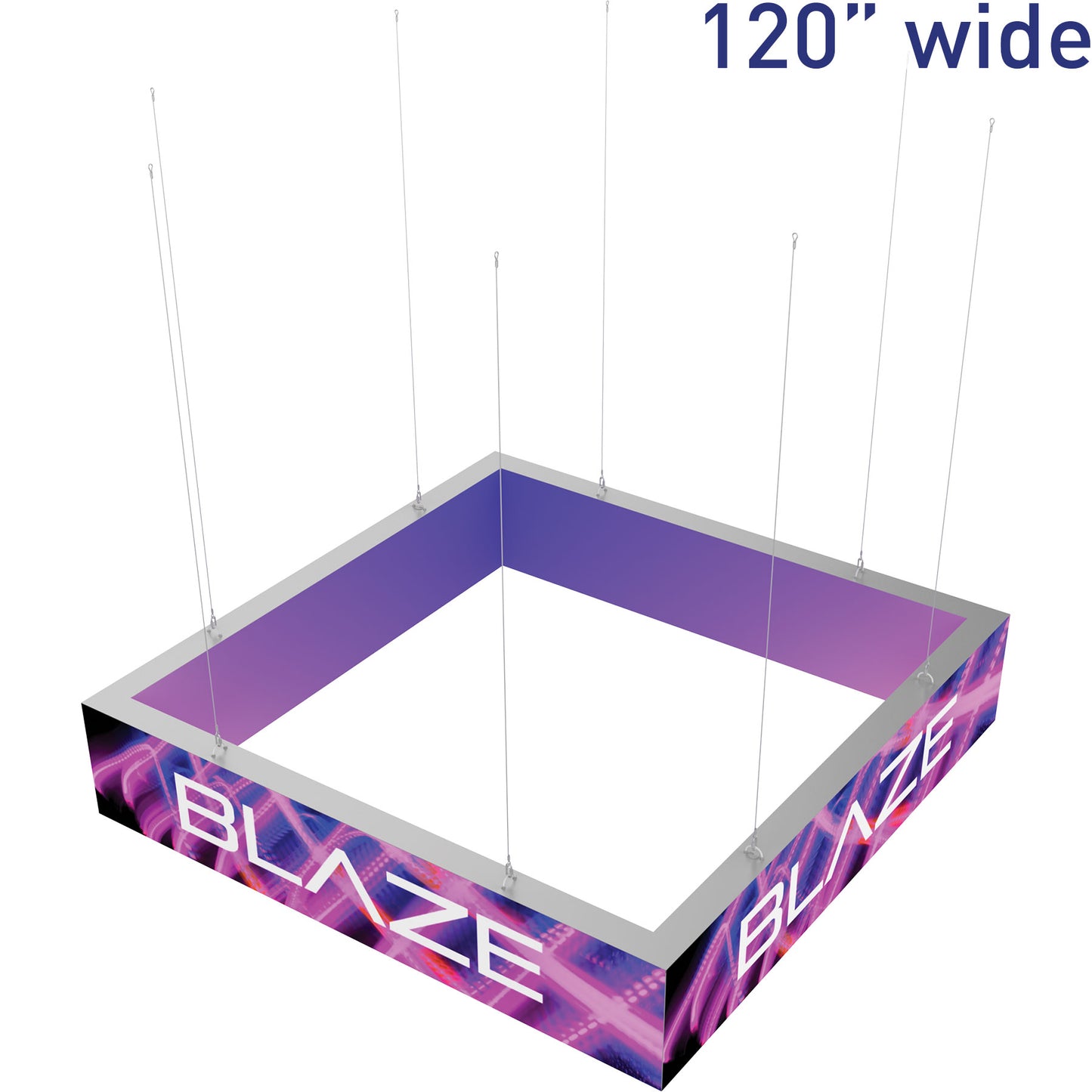 Blaze™ 3D Square Hanging Light Box · 10' × 2'
