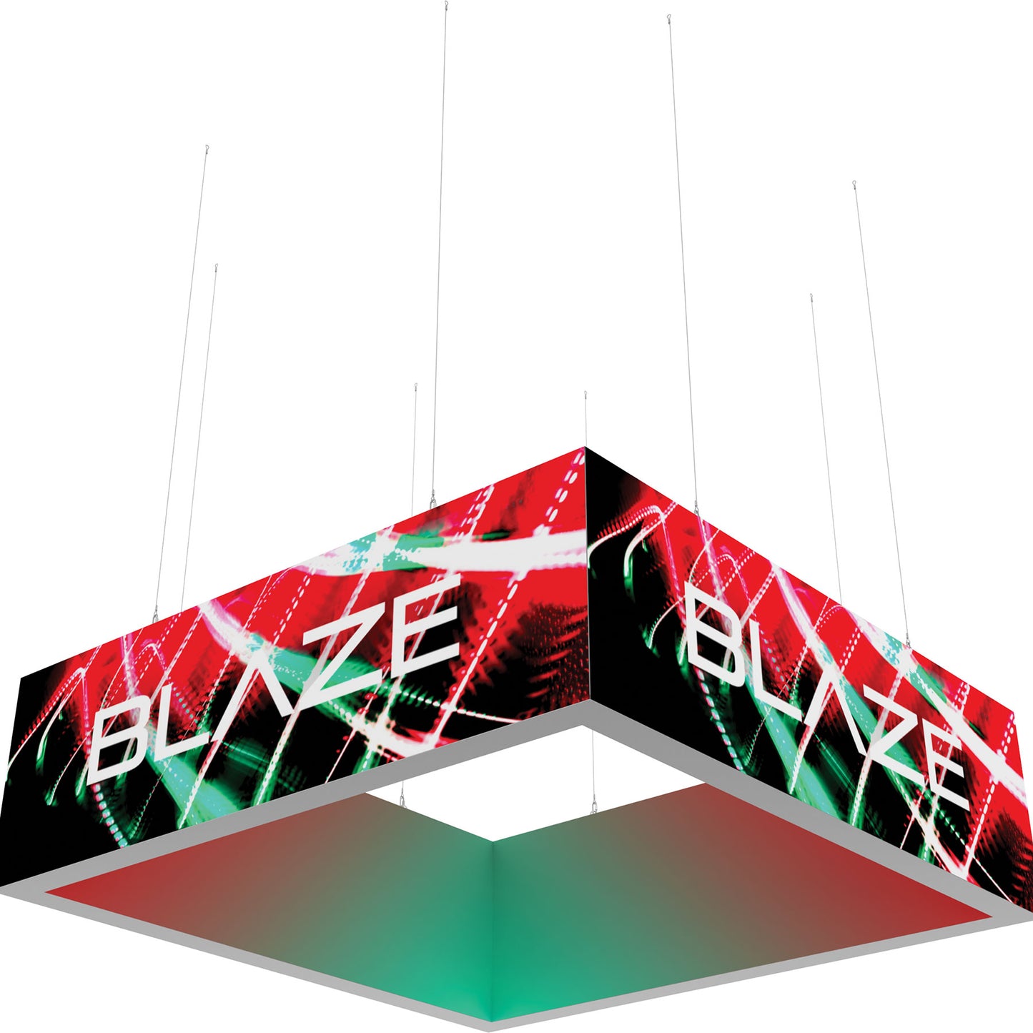 Blaze™ 3D Square Hanging Light Box · 10' × 3'
