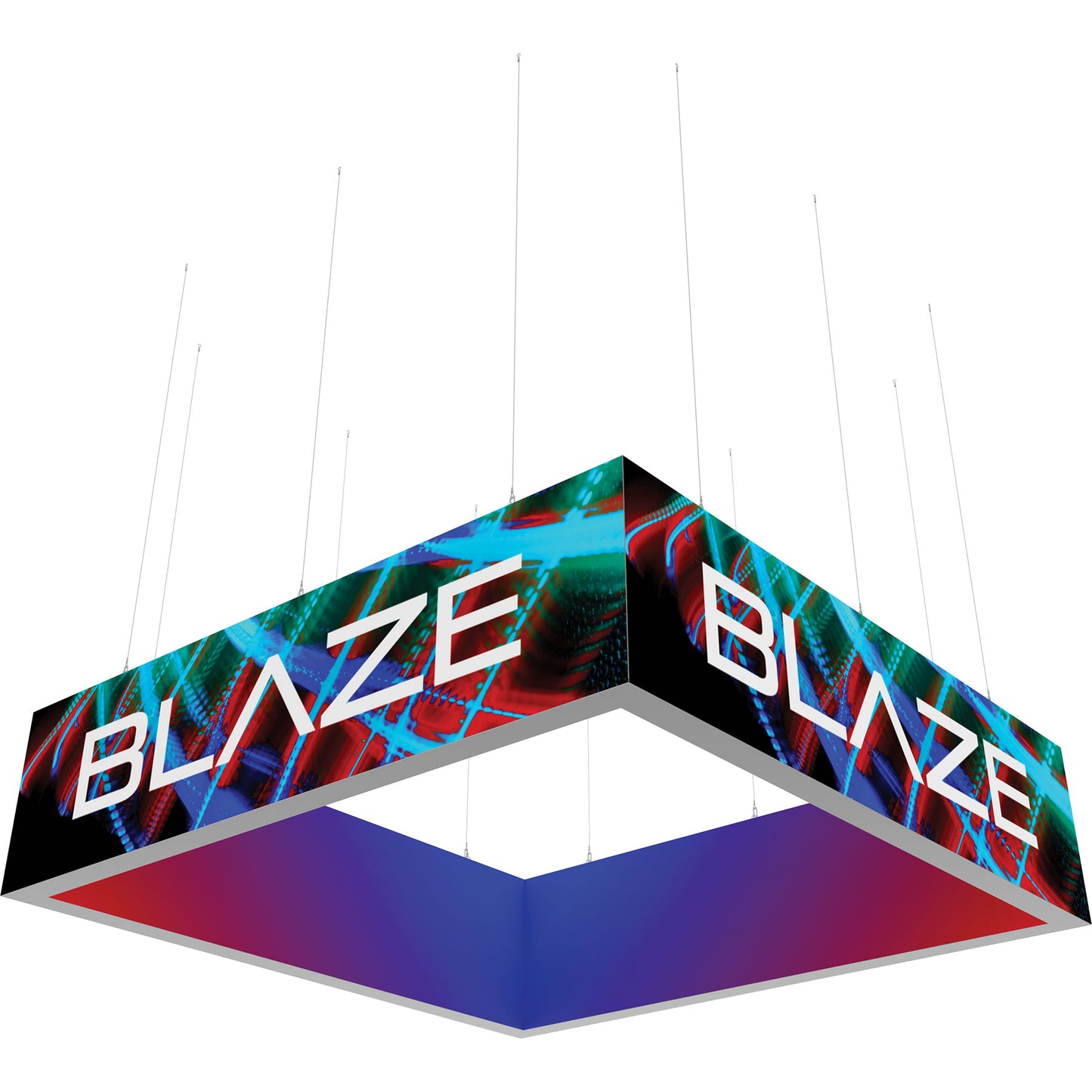 Blaze™ 3D Square Hanging Light Box · 12' × 3'