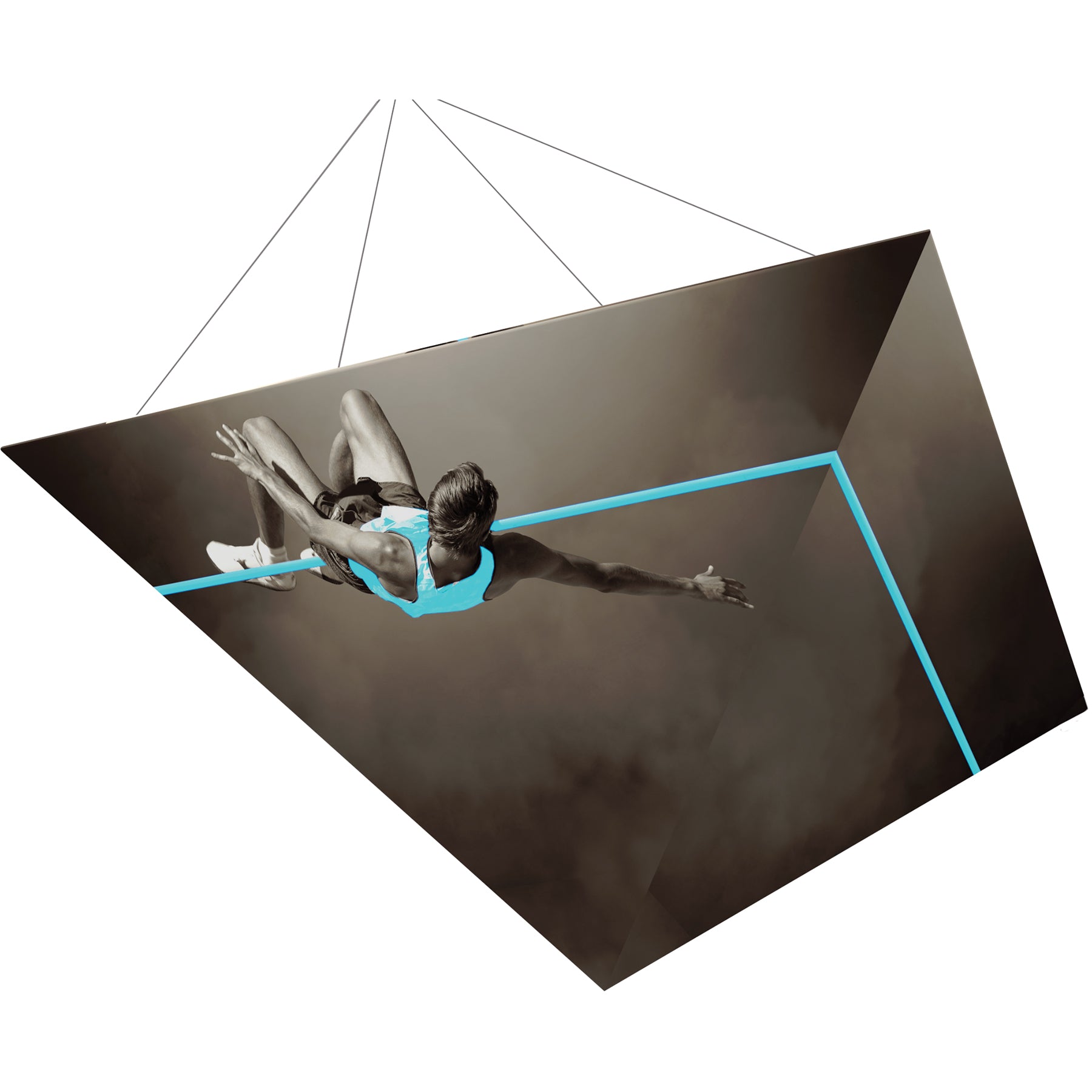 Hanging Faed Pyramid Sign Formulate® Master Hanging Banner Sign · 10′ × 5′ Four-Sided Pyramid ...