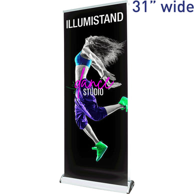 Illumistand™ Double-Sided Light-Up Retractable Banner Stand · 31″ wide