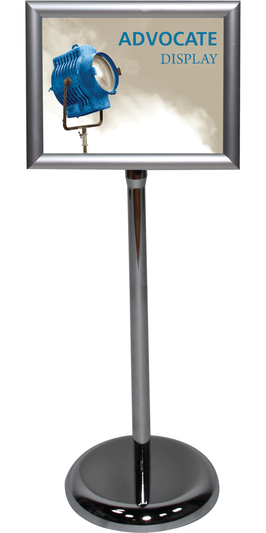 Advocate™ 8½″ × 11″ Poster Display Stand · Adjustable Height