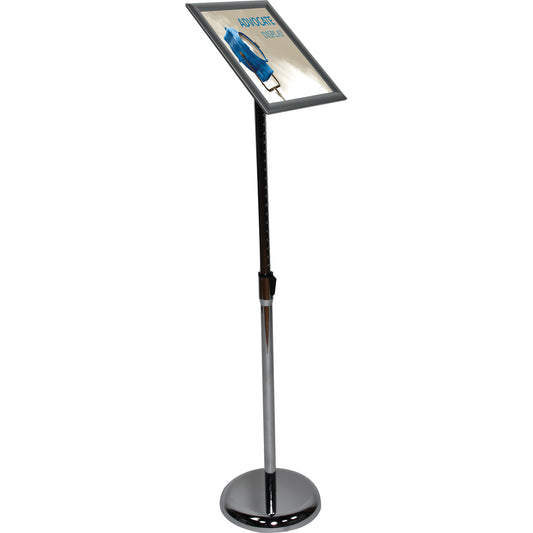 Advocate™ 8½″ × 11″ Poster Display Stand · Adjustable Height