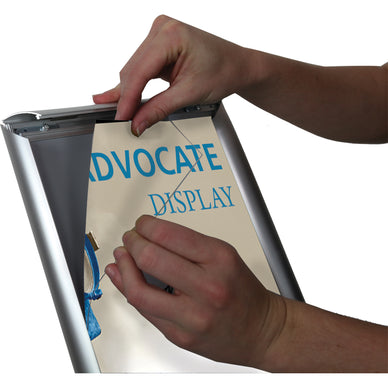 Advocate™ 8½″ × 11″ Poster Display Stand · Adjustable Height