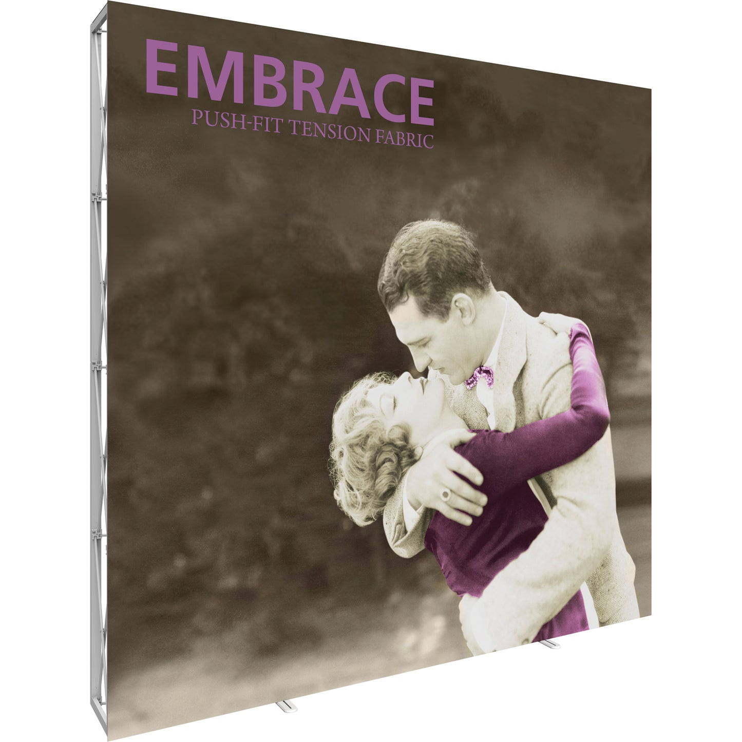 Embrace™ Tension Fabric Display · 10′ wide × 10′ tall