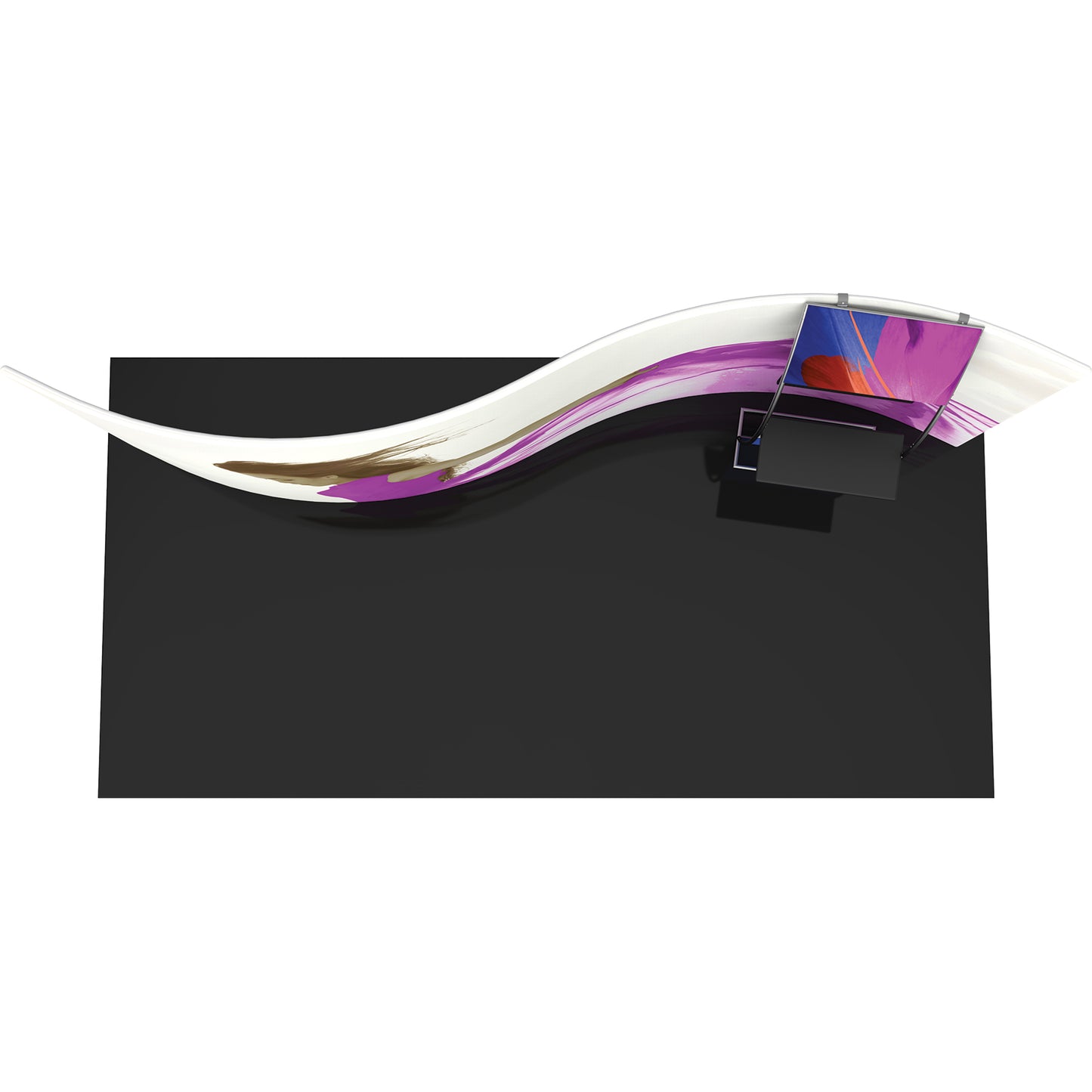 Formulate® Master Tradeshow Backdrop, Serpentine S-Curved · 20′ wide, 7½′ tall with Monitor Accent