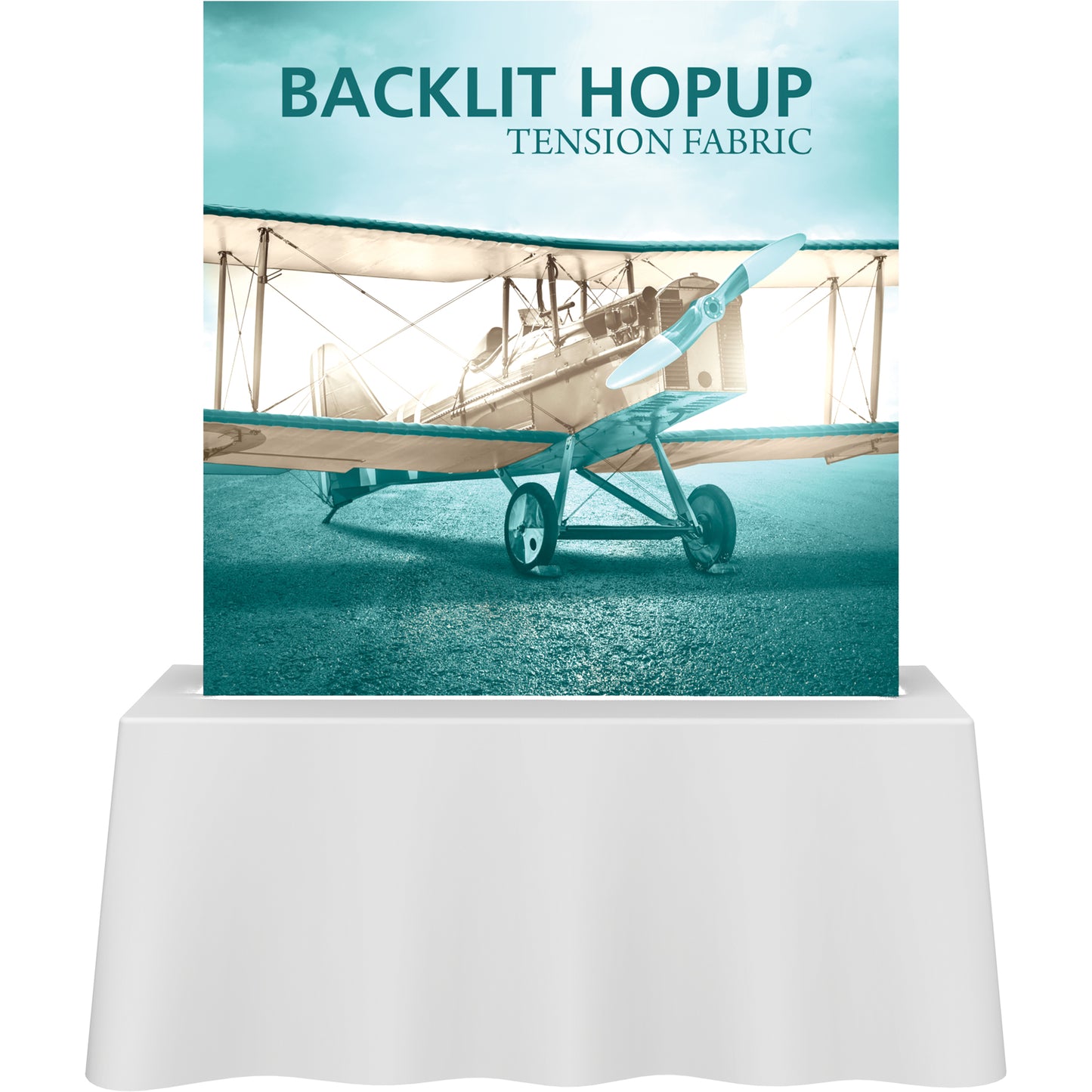 Hopup™ Tabletop Display, Straight · 5′w × 5′h (BACKLIT)