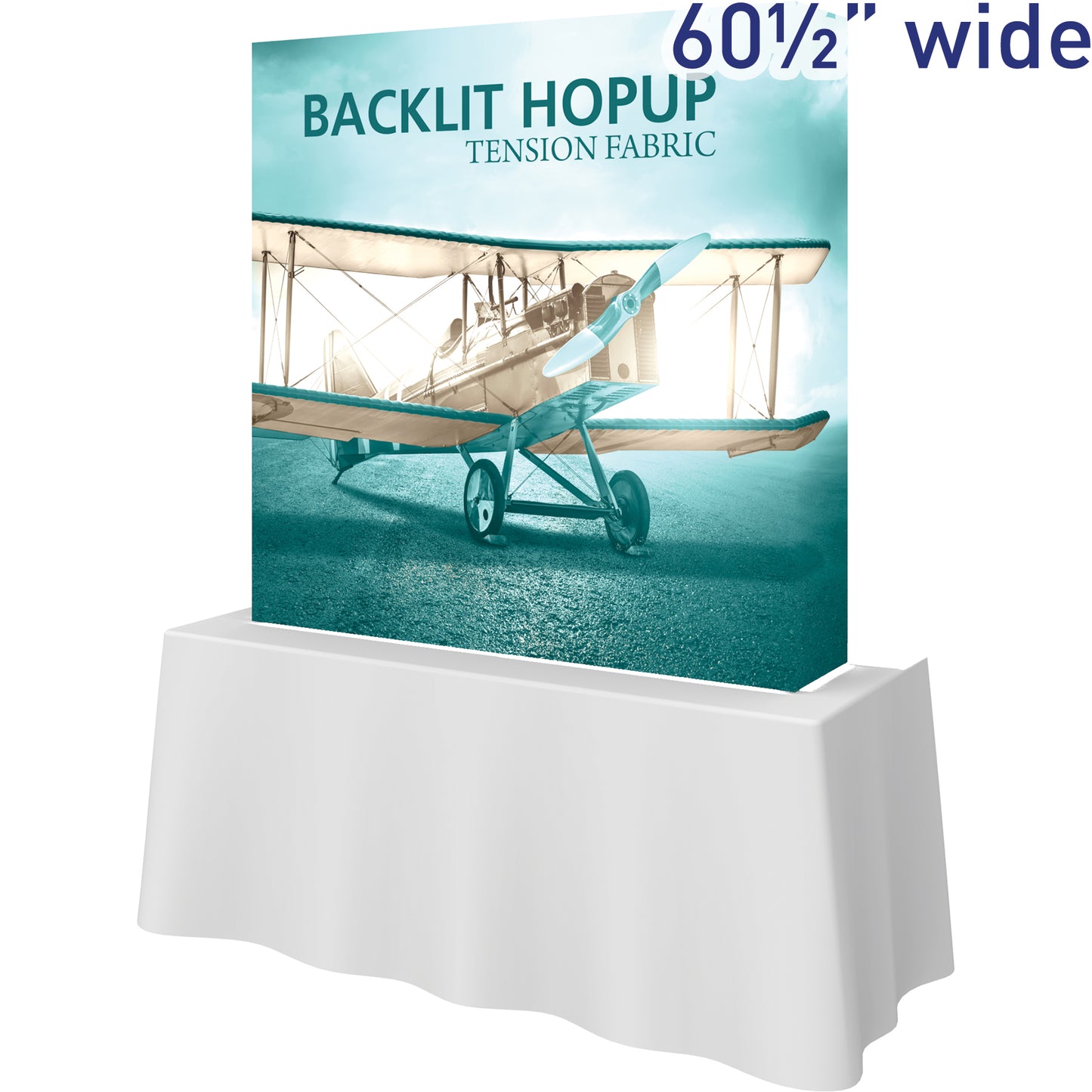 Hopup™ Tabletop Display, Straight · 5′w × 5′h (BACKLIT)