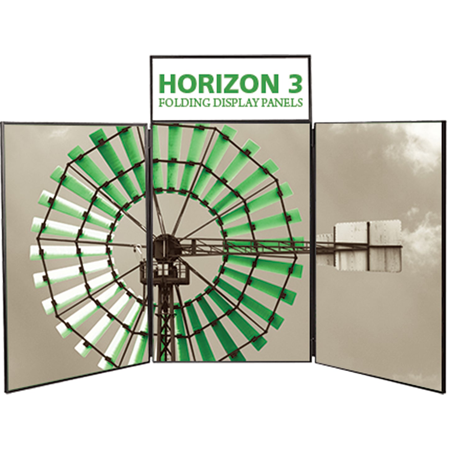 Horizon™ Folding Panel Tabletop Display · 6′ width, 46″ height