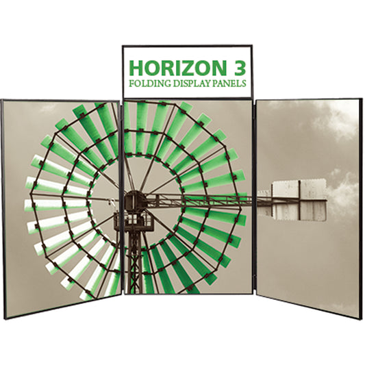 Horizon™ Folding Panel Tabletop Display · 6′ width, 46″ height