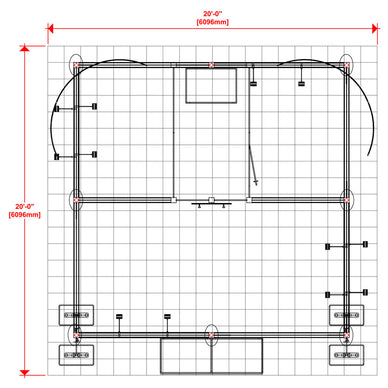 Hybrid Pro™ Island Exhibit, Display Kit 19 · 20′ × 20′