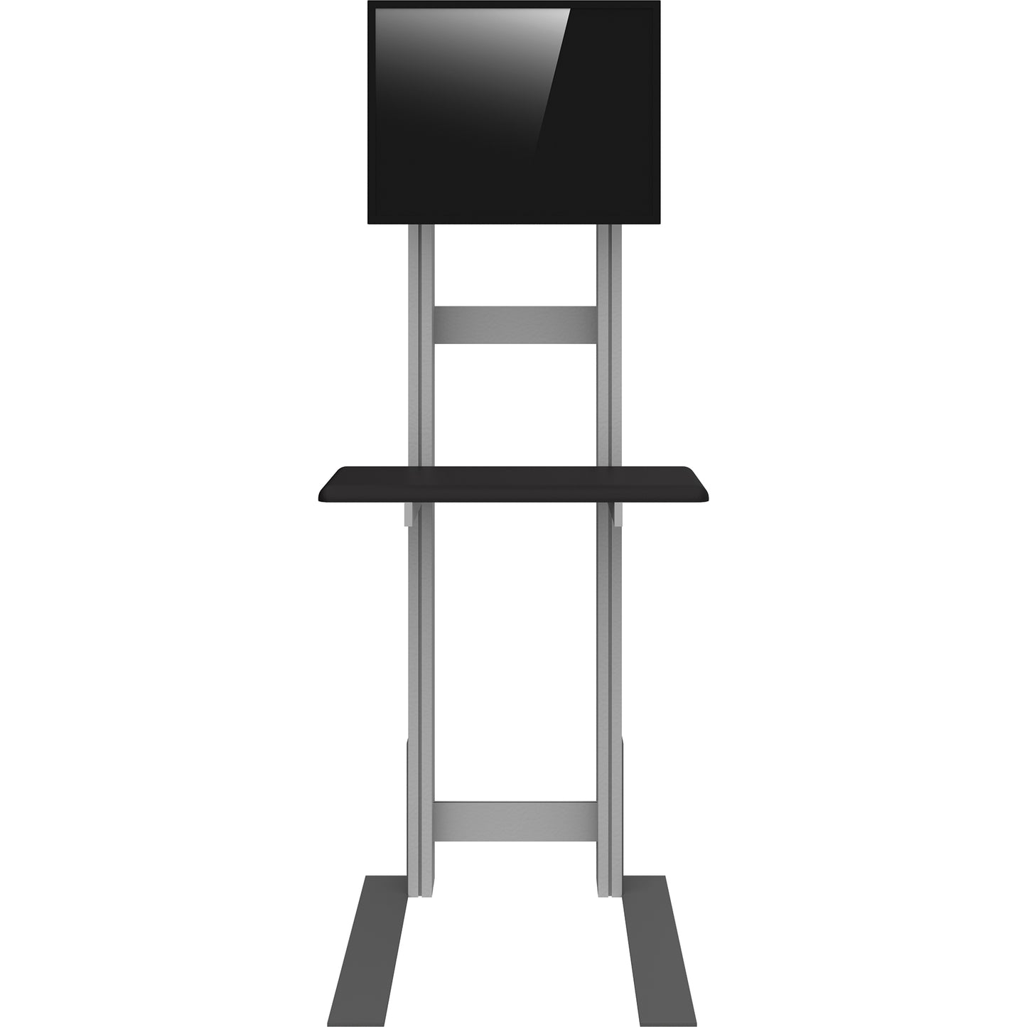 Front view of Freestanding Monitor Kiosk with Shelf (monitor not included).
