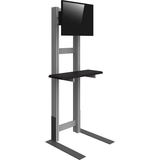 Angled view of Freestanding Monitor Kiosk with Shelf (monitor not included).