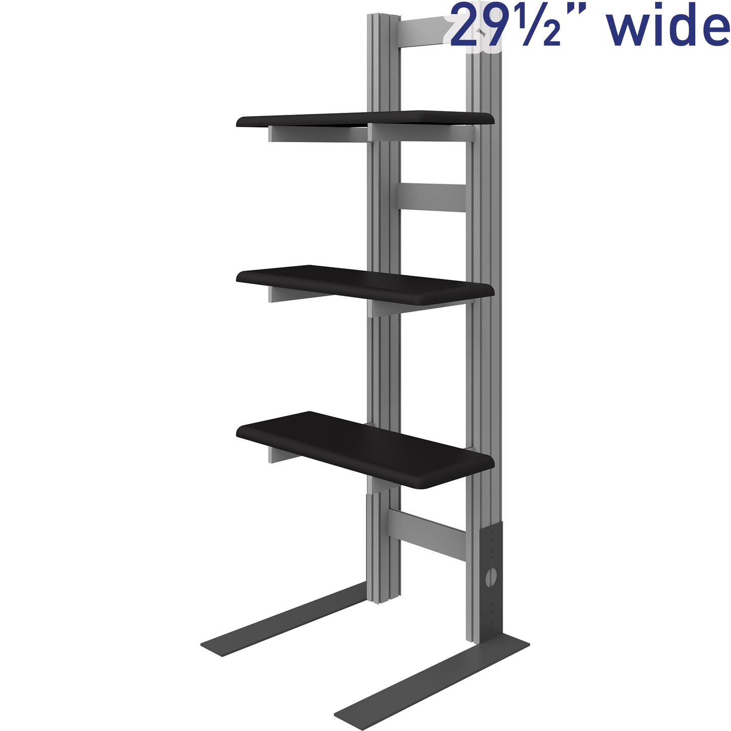 Angled view of Freestanding 3-Shelf Display Unit.