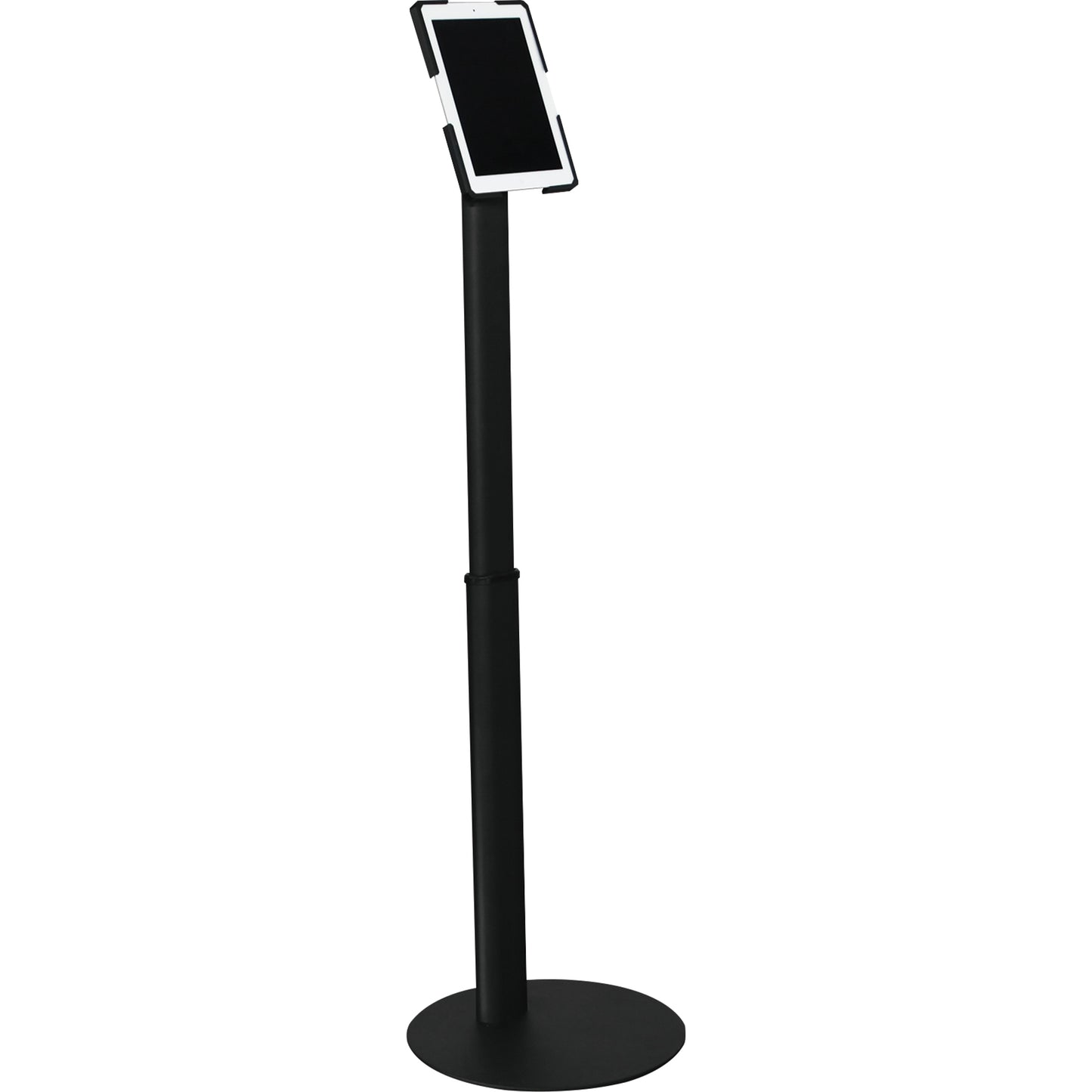 Assembled stand with tablet holder in portrait orientation (tablet not included).