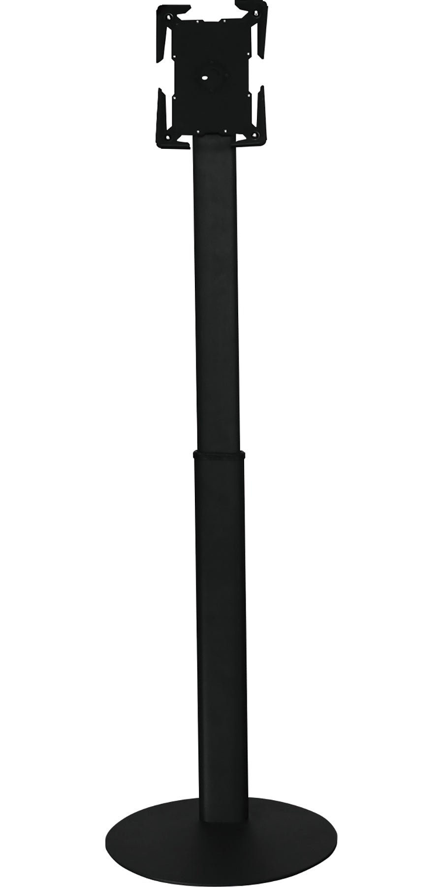Assembled stand with tablet holder in portrait orientation, shown without tablet.